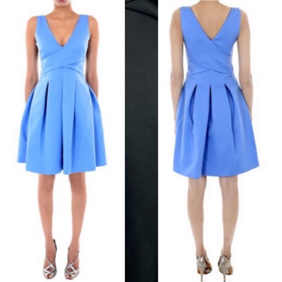 Halston Heritage Little Black Dress Satin Full Skirt w/Pockets Size 4 Cocktail - Picture 8 of 8